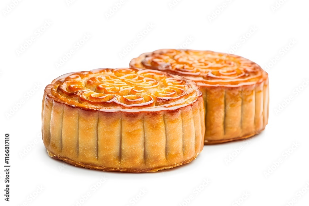 Delicious Traditional Mooncakes with Intricate Patterns and Glaze, Perfect for Celebrating Festivals and Sharing with Family during Harvest Season