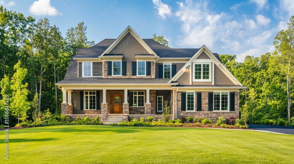 Modern Family Home Surrounded by Lush Greenery Ideal for Real Estate Investment and Financial Planning Opportunities Modern Family Home Surrounded by Lush Greenery Ideal for Real Estate Investment and Financial Planning Opportunities