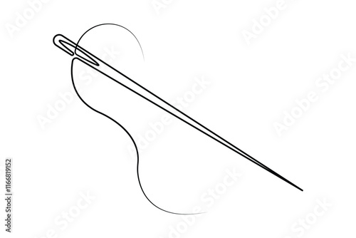 Sewing needle continuous one line art vector illustration design