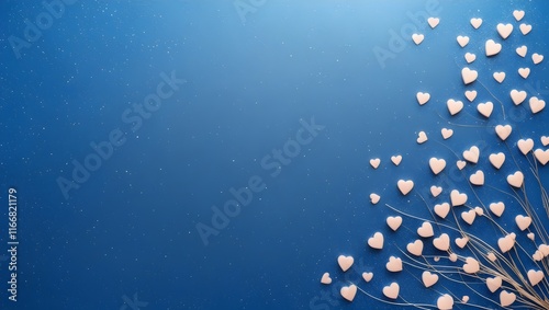 Background with hearts, A blue background with copy space, Blue Background 