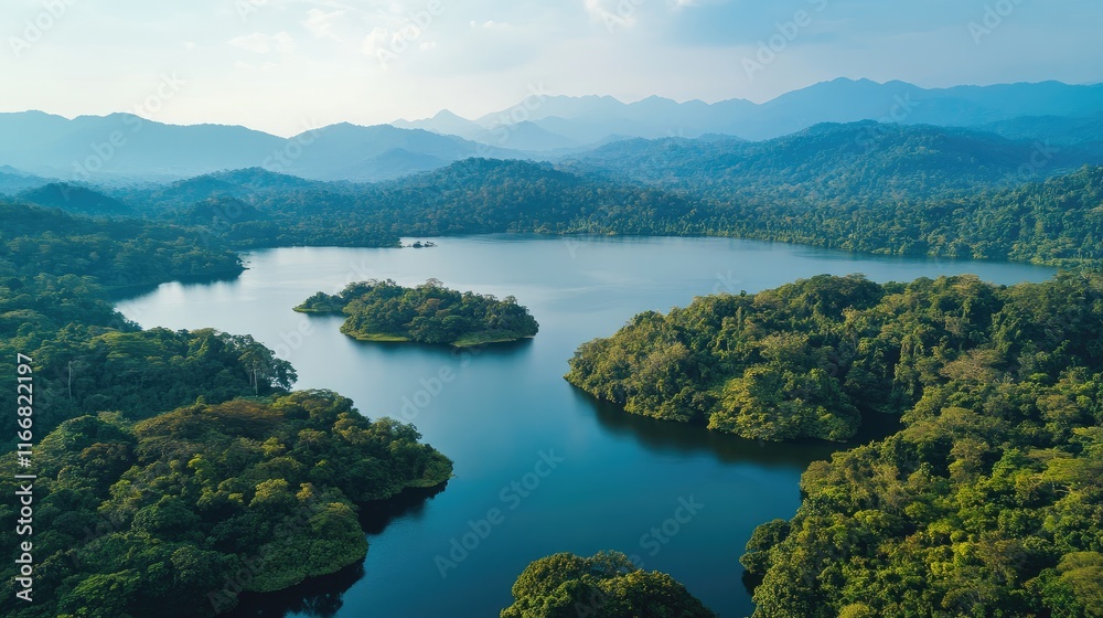 Scenic Aerial View of Lush Forests and Tranquil Lakes Surrounded by Majestic Mountains in a Natural Landscape Scenic Aerial View of Lush Forests and Tranquil Lakes Surrounded by Majestic Mountains in a Natural Landscape