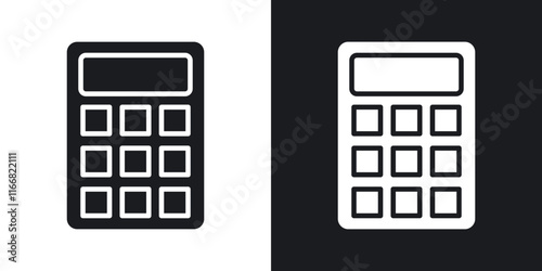 Calculator icons in solid black and white colors