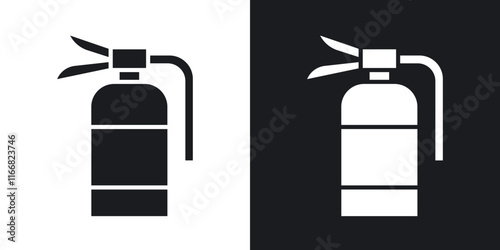 Fire extinguisher icons in solid black and white colors