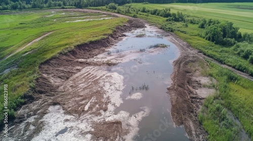 Ecological restoration project focusing on river wetlands showcasing water recovery and natural habitat revitalization techniques.