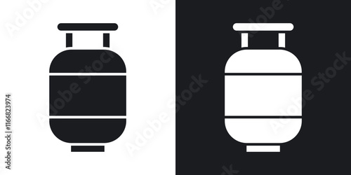 Gas cylinders icons in solid black and white colors