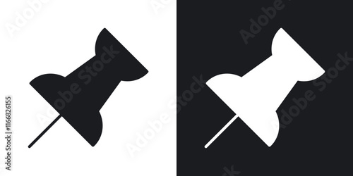 Push pin icons in solid black and white colors