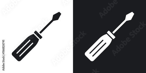 Screwdriver icons in solid black and white colors