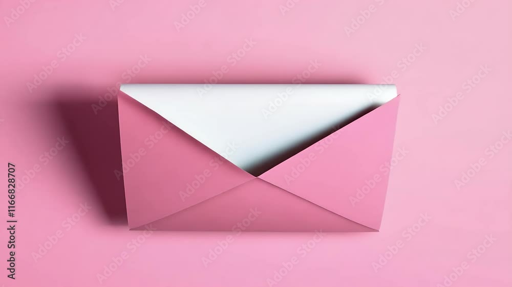 pink paper envelope opens reveal white card in vertical animation perfect dding invitations Valentine’s greetings