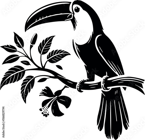 Toucan vector black silhouette cricut design for T-shirt