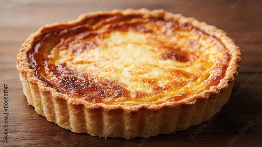 Classic Quiche Lorraine Freshly Baked and Presented on a Rustic Wooden Table Decor Classic Quiche Lorraine Freshly Baked and Presented on a Rustic Wooden Table Decor
