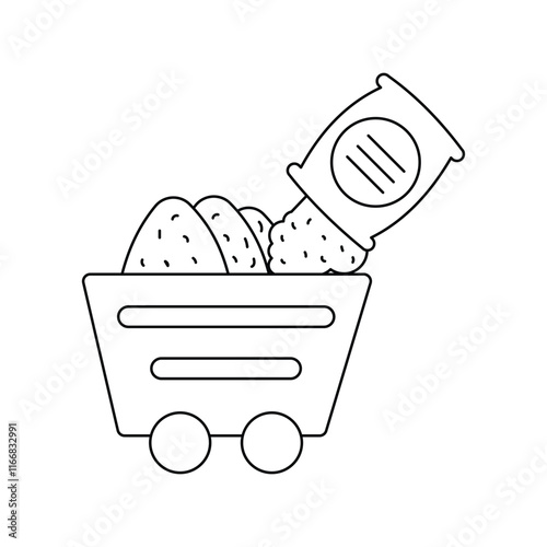 Raw Materials line icon with white background vector stock illustration