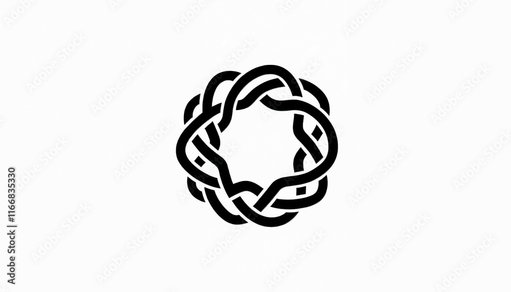 Abstract Celtic Knot Illustration with Bold Black Lines on White Background Abstract Celtic Knot Illustration with Bold Black Lines on White Background