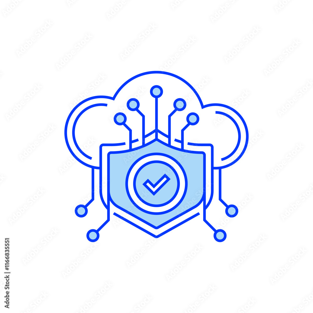 Cloud Shield Line Icon. linear style sign for mobile concept and web design. Outline vector icon. Cloud Shield Line Icon. linear style sign for mobile concept and web design. Outline vector icon.