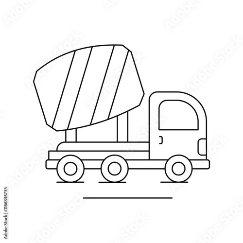 Cement Truck line icon with white background vector stock illustration