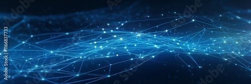 Abstract visualization of digital connections with glowing blue lines over a dark background