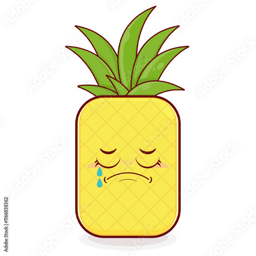 pineapple crying face cartoon cute