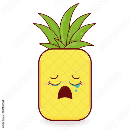 pineapple crying face cartoon cute