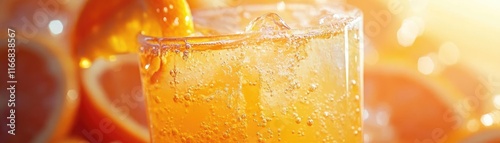 A glass of freshly squeezed orange juice, bright and refreshing
