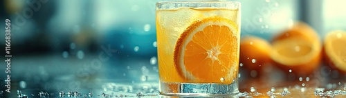 A glass of freshly squeezed orange juice, bright and refreshing