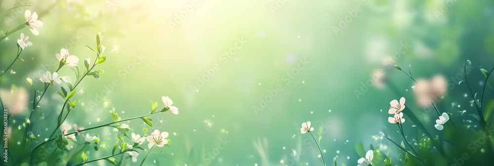 Blossoming flowers in a serene garden during springtime with gentle sunlight filtering through leaves Blossoming flowers in a serene garden during springtime with gentle sunlight filtering through leaves