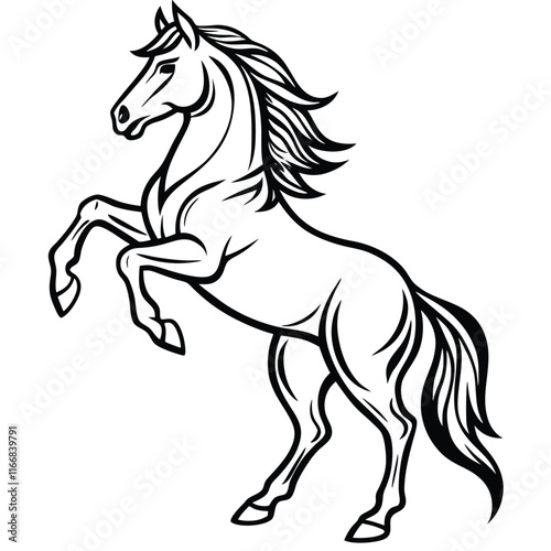 Black Stallion Running Silhouette Horse Vector Illustration