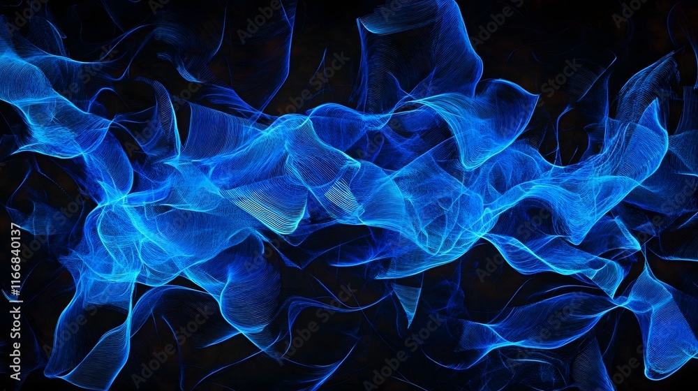 Fototapeta premium Abstract high tech glowing blue network forming fluid geometric patterns against a dark futuristic background featuring crisp and clean digital visuals with a sophisticated and minimalist composition