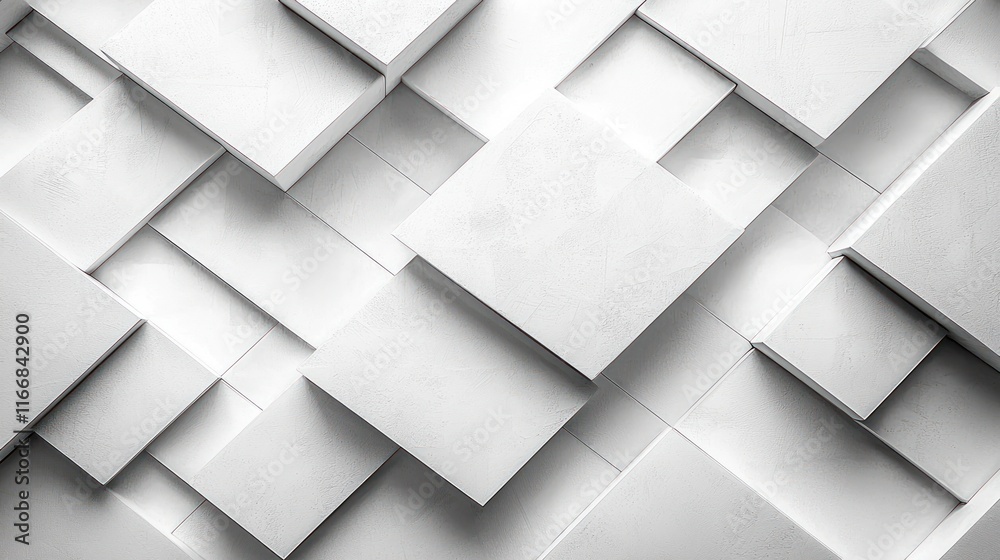 Abstract arrangement of white geometric shapes. Abstract arrangement of white geometric shapes.