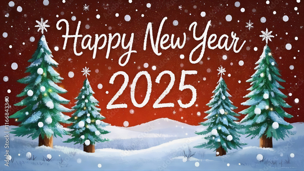 a snow covered trees and snow on a red background
a snow covered trees and snow on a red background