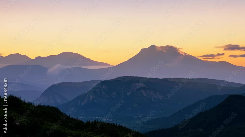 Mountain Sunset with Layers of Peaks
Mountain Sunset with Layers of Peaks