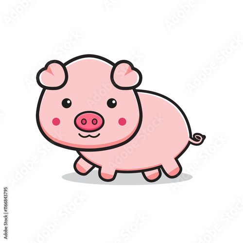 Cute pig mascot character cartoon icon illustration