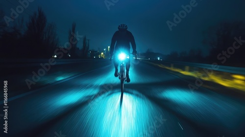 Wallpaper Mural Nighttime ride with a glowing bike light illuminating the road ahead Torontodigital.ca