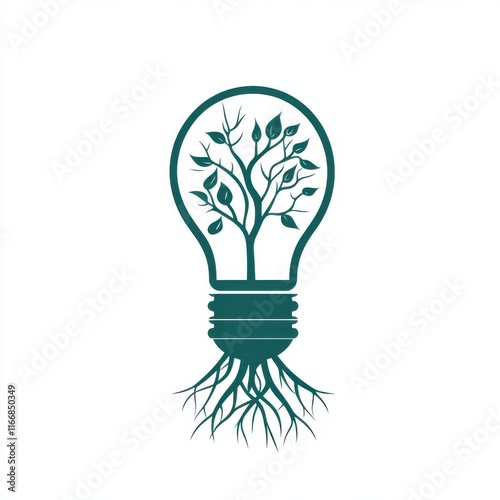 An artistic lightbulb design featuring a tree, symbolizing creativity, nature, and sustainability.