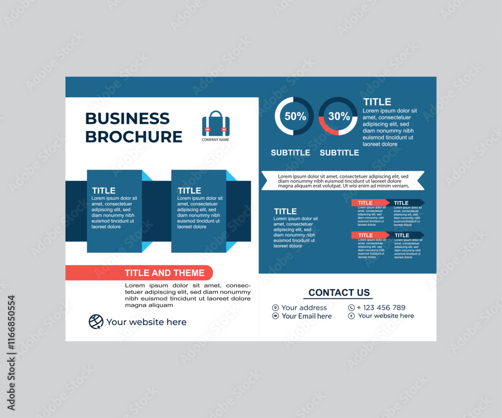 Obraz premium Geometric real estate brochure design template. business flyer brochure designs template