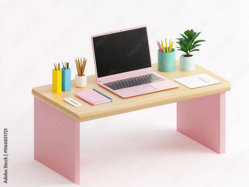 Stylish and cozy workspace with laptop and natural decor, AI generated Stylish and cozy workspace with laptop and natural decor, AI generated