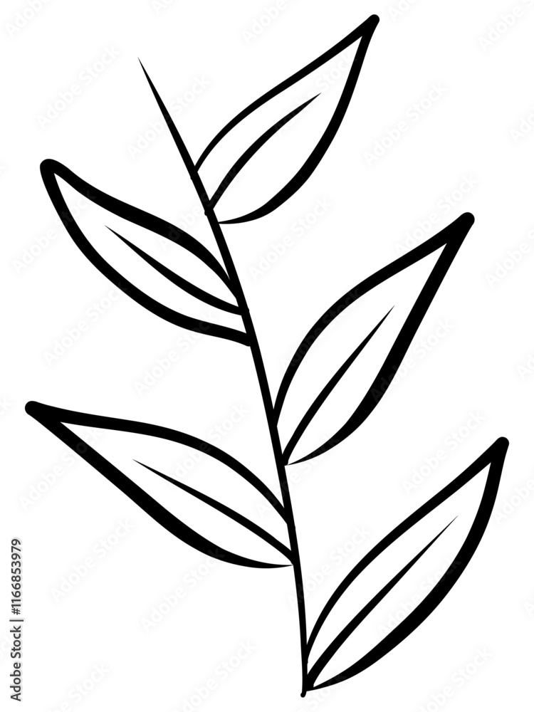 Obraz premium Hand drawn leaf doodle outline