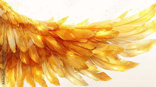 3d illustration of golden angel wings isolated on white background