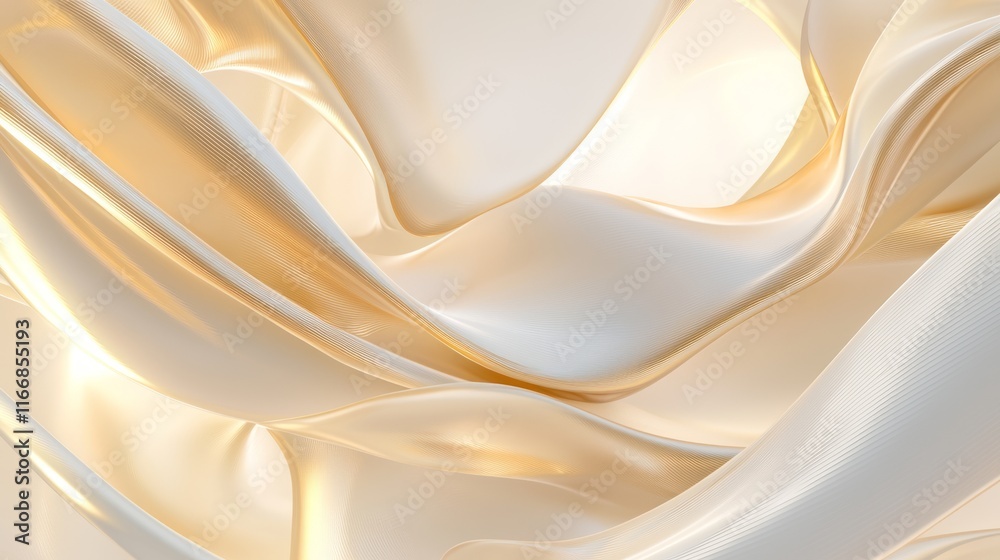 Obraz premium Luxurious Clinical Beauty Texture Background with Flowing Lines in Soft Beige and Gold