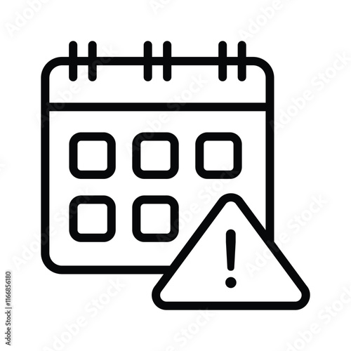 A calendar with a warning sign, concept icon of calendar alert