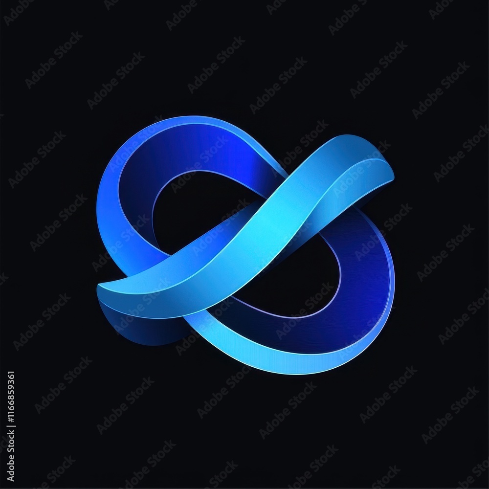 A modern blue infinity symbol representing innovation and continuity against a dark background. A modern blue infinity symbol representing innovation and continuity against a dark background.