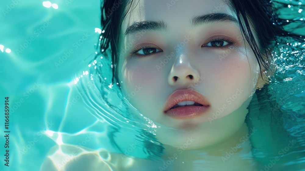 Woman Submerged Underwater Beauty Shot Woman Submerged Underwater Beauty Shot