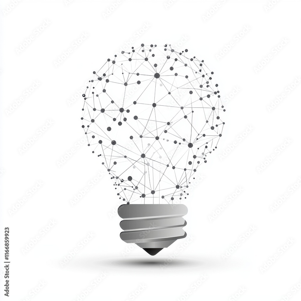 A digital light bulb with a network of lines and nodes, symbolizing creativity and innovation.