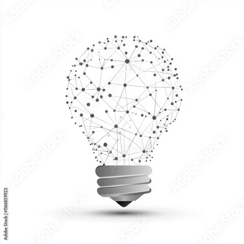 Obraz na płótnie A digital light bulb with a network of lines and nodes, symbolizing creativity and innovation. w salonie