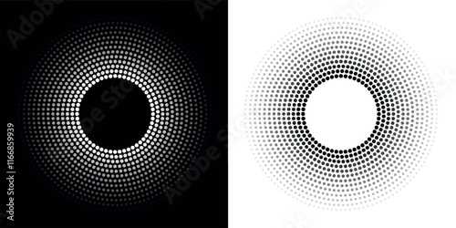 Modern abstract background. Halftone dots in circle form. Round logo, design element or icon.