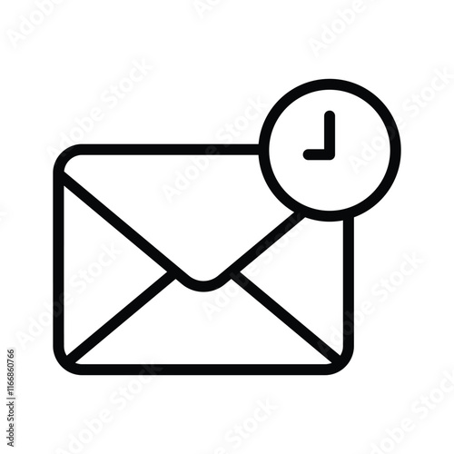 Envelope with a clock symbolizing time related mail or messages