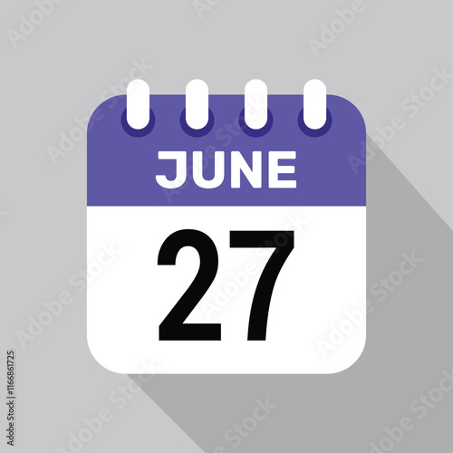 27 june calendar icon vector date graphic design