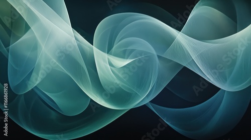 Wallpaper Mural Abstract Teal and White Swirling Wave Forms Torontodigital.ca