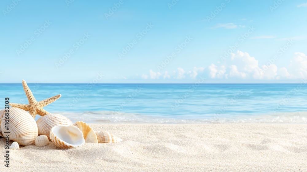 seashells and starfish on the beach seashells and starfish on the beach