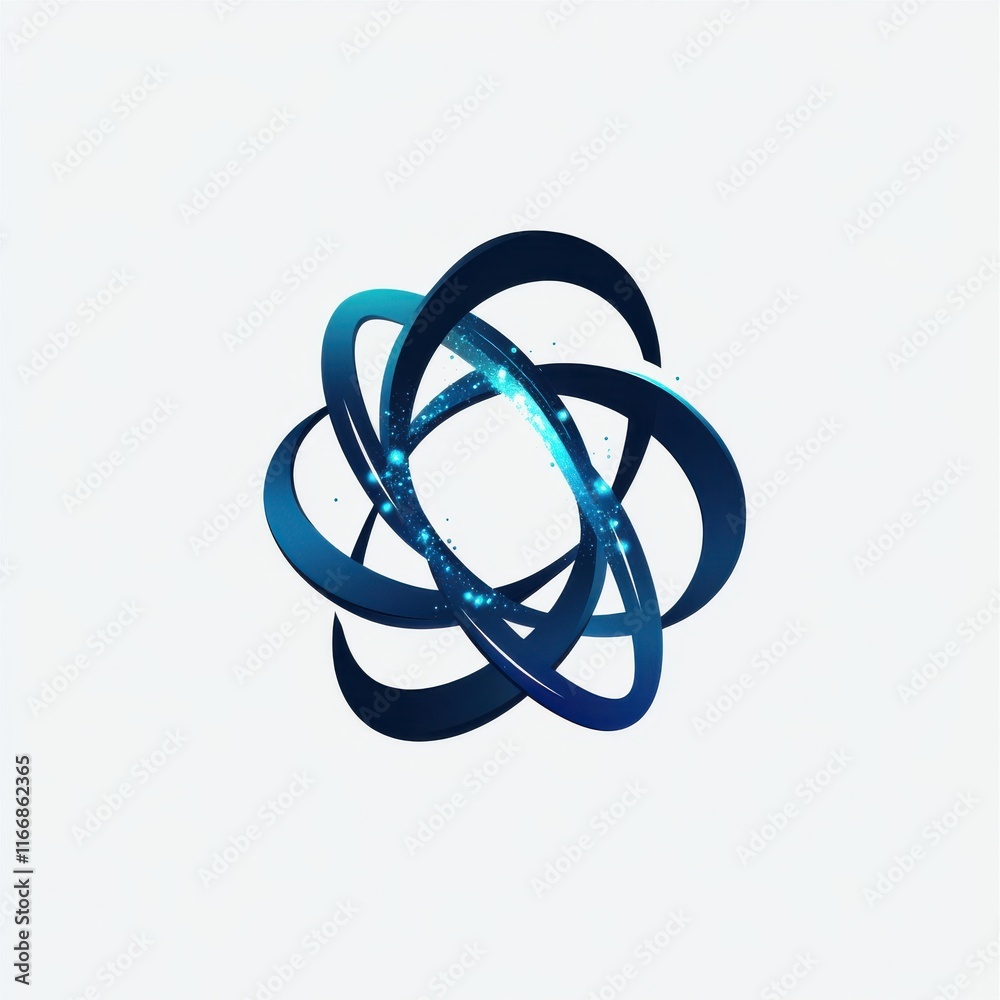 Abstract blue and teal 3D shape with glowing particles, symbolizing connectivity and innovation. Abstract blue and teal 3D shape with glowing particles, symbolizing connectivity and innovation.