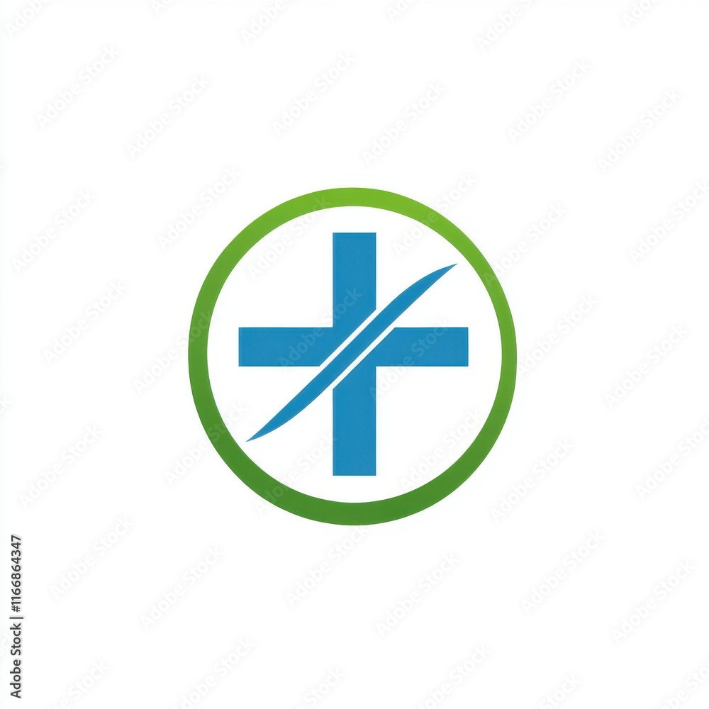 A modern healthcare logo featuring a blue cross surrounded by a green circle, symbolizing wellness. A modern healthcare logo featuring a blue cross surrounded by a green circle, symbolizing wellness.
