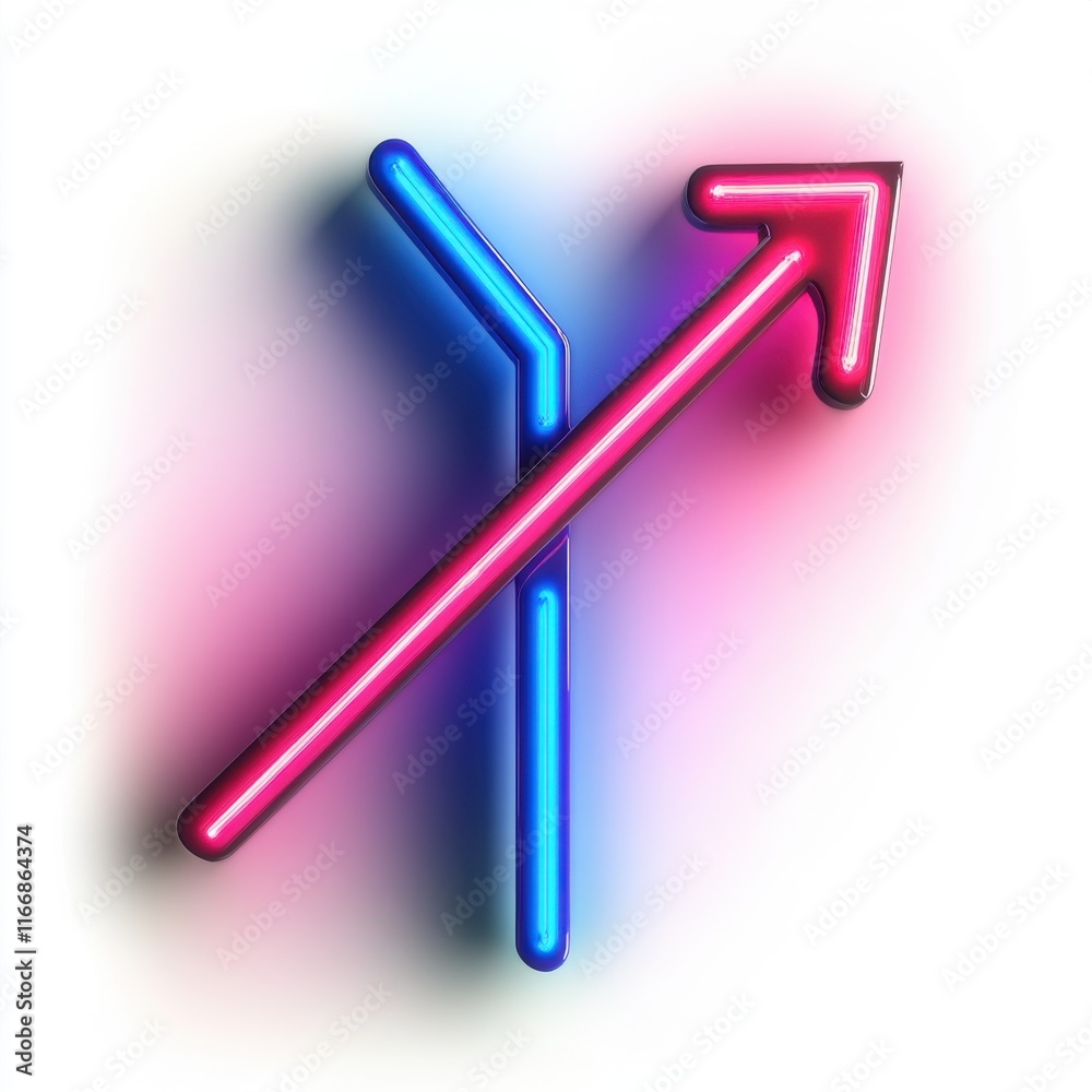 Neon directional arrows in vibrant pink and blue, symbolizing choices and opportunities. Neon directional arrows in vibrant pink and blue, symbolizing choices and opportunities.
